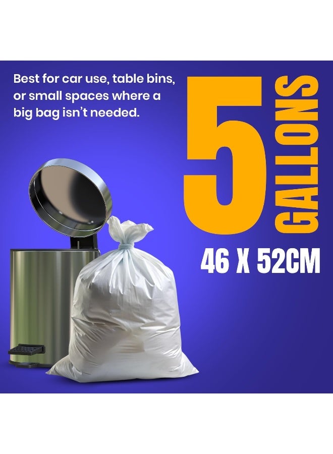 Silver Pot 5 Gallon Garbage Bags, Pack of 60 Small White Trash Bags, 54cm x 60cm, Extra Strong & Leak Proof Waste Bags for Home, Office & Outdoor Use - 2 Packs of 30 - Image 3